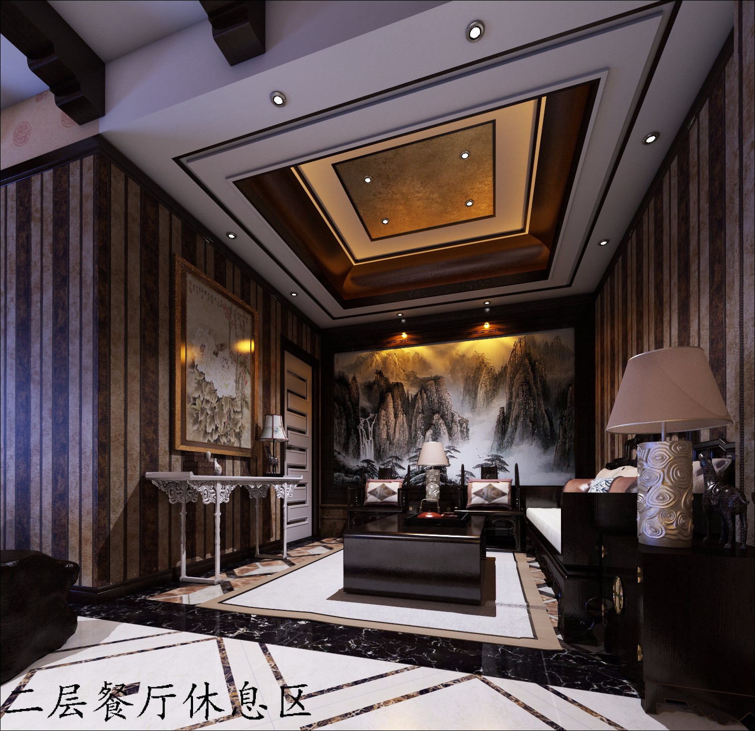 天津新中式會所設(shè)計二層效果